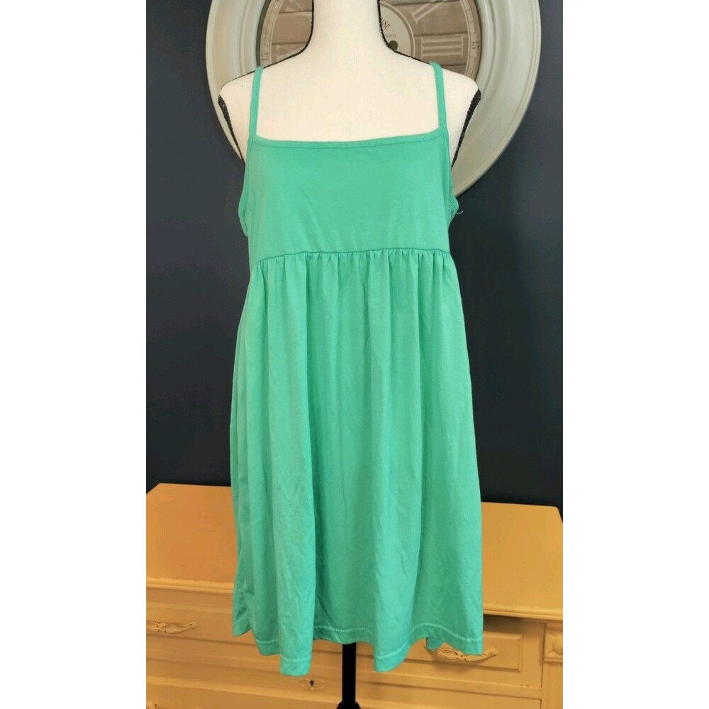 Babydoll Tank Top Women's XL Green Flowy Silhouette Spaghetti Strap Sleeveless